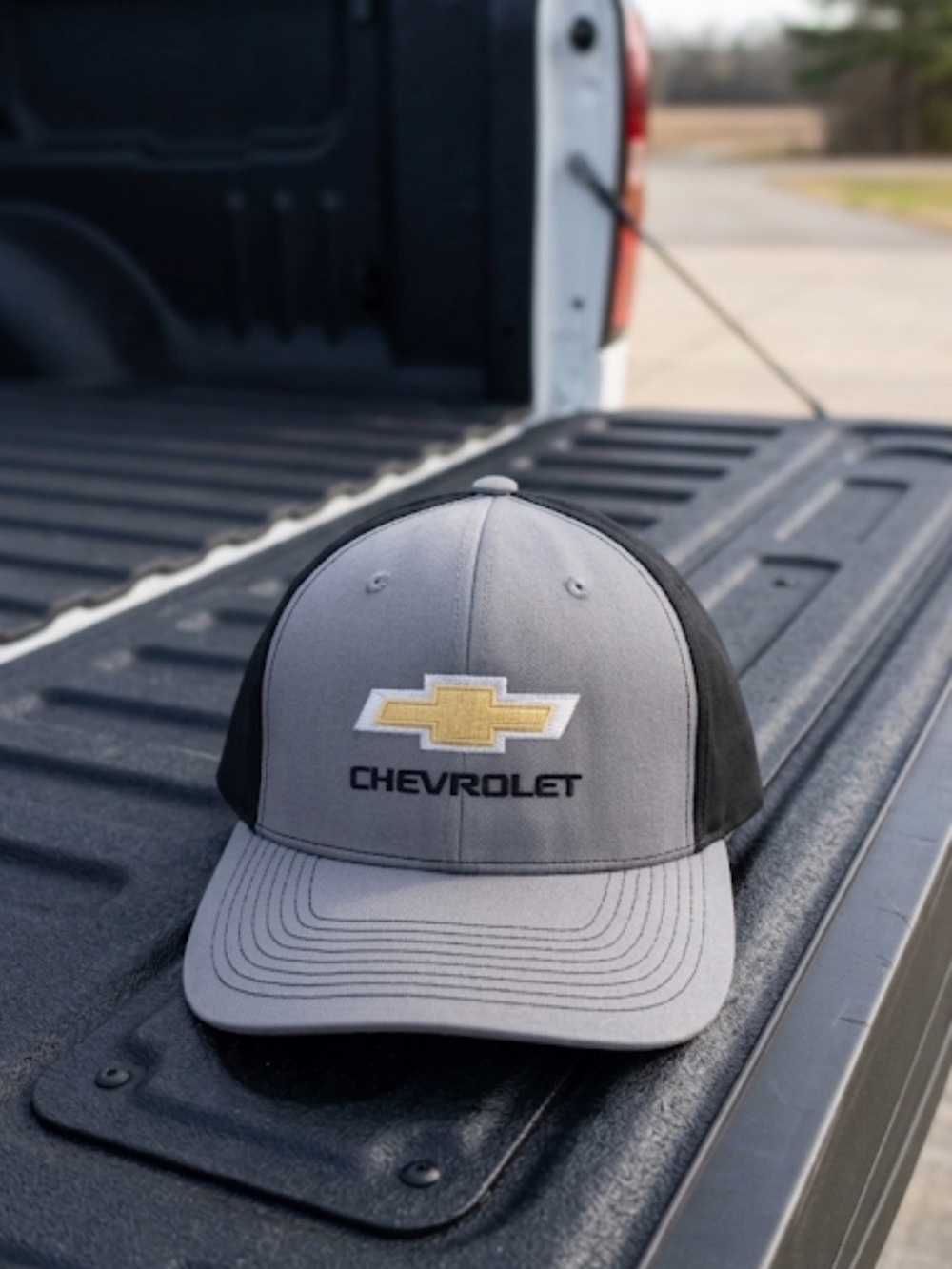 Chevrolet Logo Embroidered Grey Black Adjustable Hat Chevrolet Logo Cap Hat